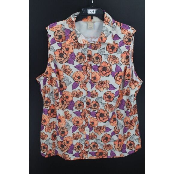 Duluth Trading Women's Nylon Shirt Size XXL Floral Mesh Lined Sleeveless Outdoor - Picture 1 of 5